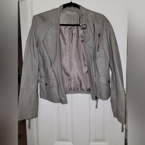 Women's Gray Leather Jacket